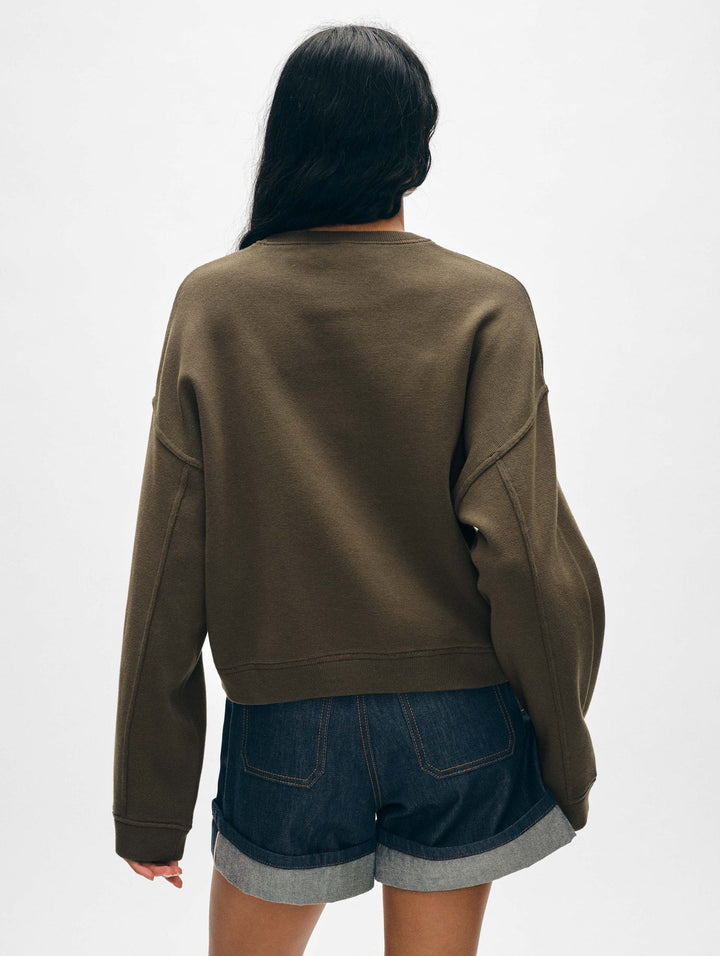 White + Warren - Superfine Organic Cotton Sweatshirt in Dark Sage