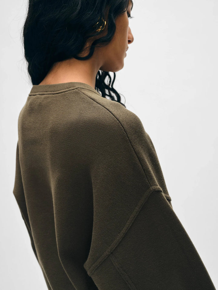 White + Warren - Superfine Organic Cotton Sweatshirt in Dark Sage