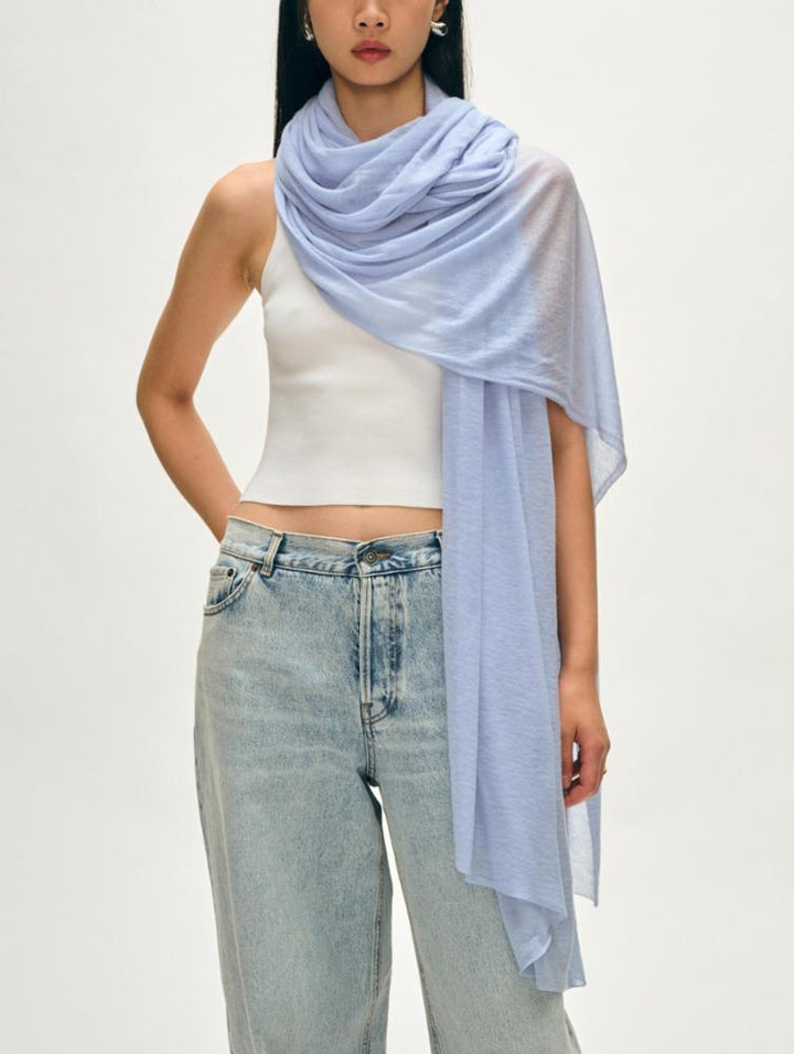 White + Warren - Superfine Cashmere Blend Travel Wrap in Horizon Blue