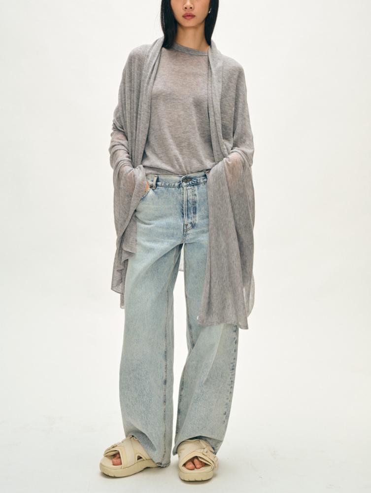 White + Warren - Superfine Cashmere Blend Travel Wrap in Slate Heather