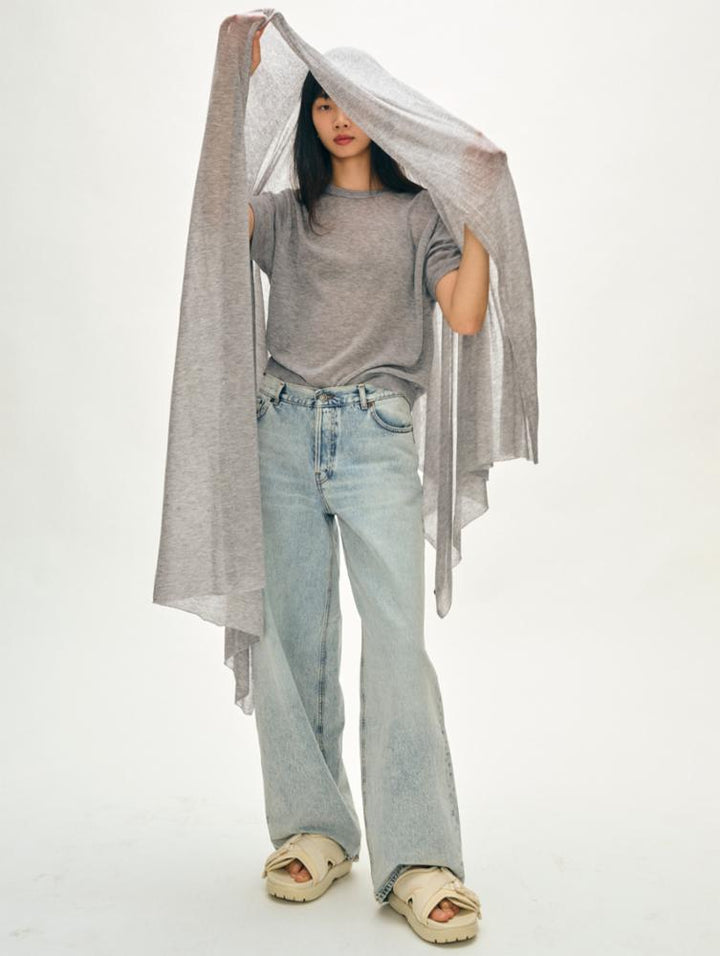 White + Warren - Superfine Cashmere Blend Travel Wrap in Slate Heather
