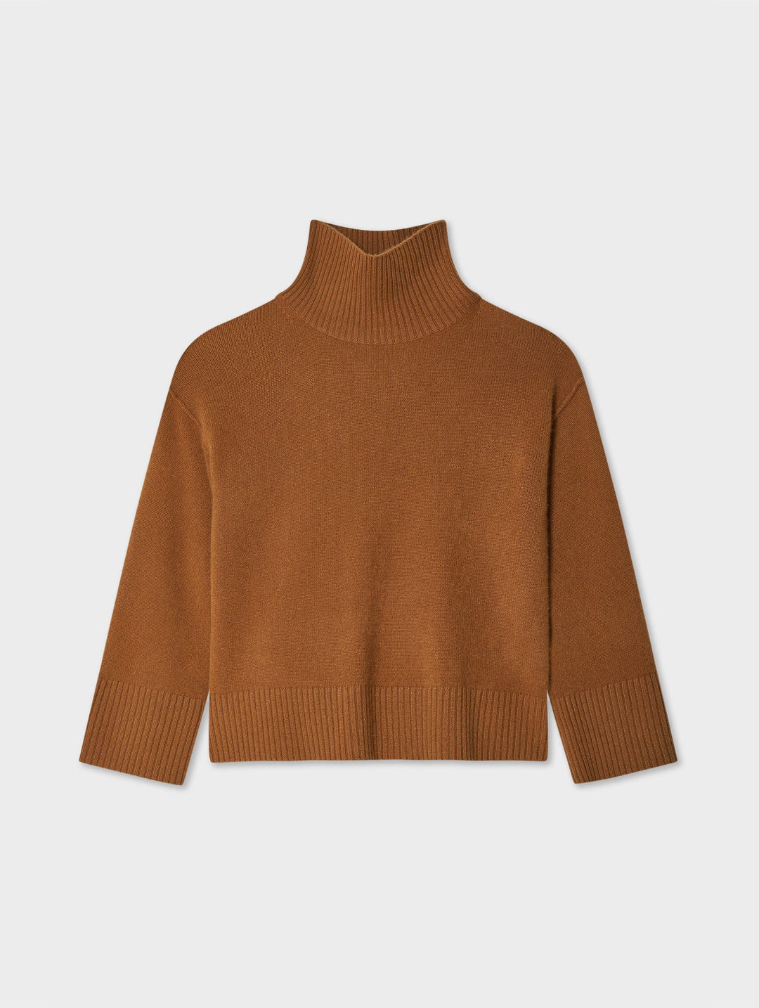 White + Warren - Cashmere Easy Standneck Sweater in Cedar Brown
