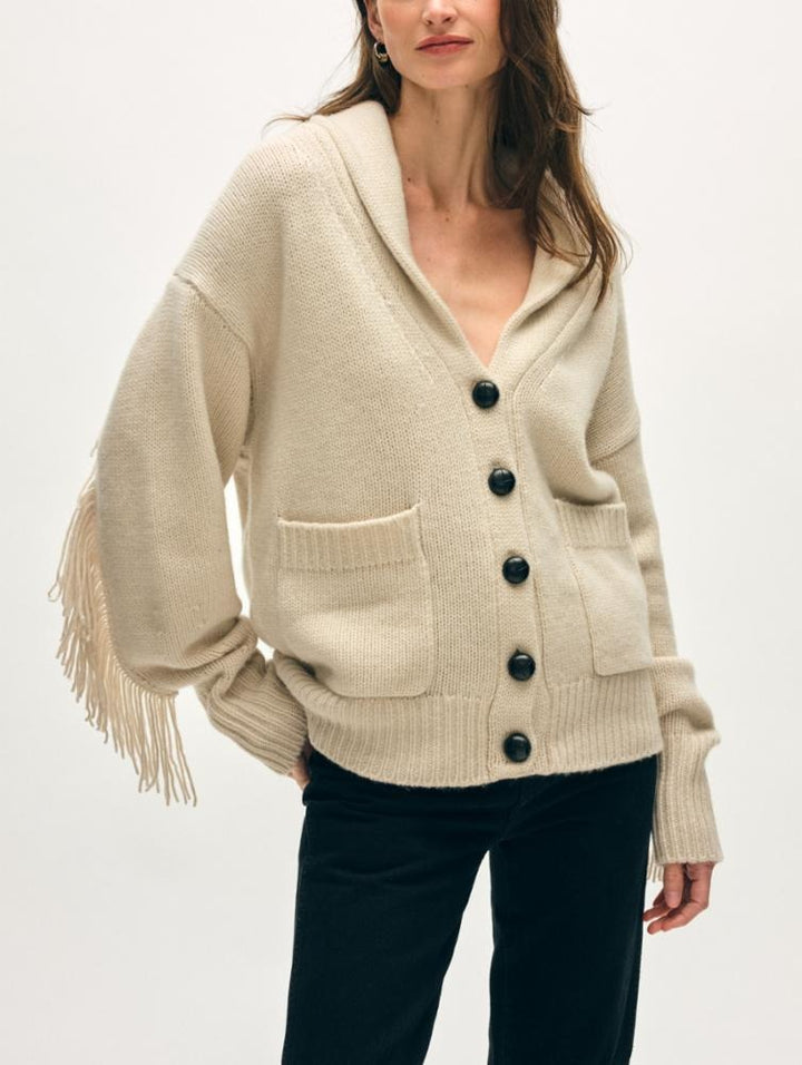 White + Warren - Cashmere Blend Luxe Fringe Coatigan in Ivory