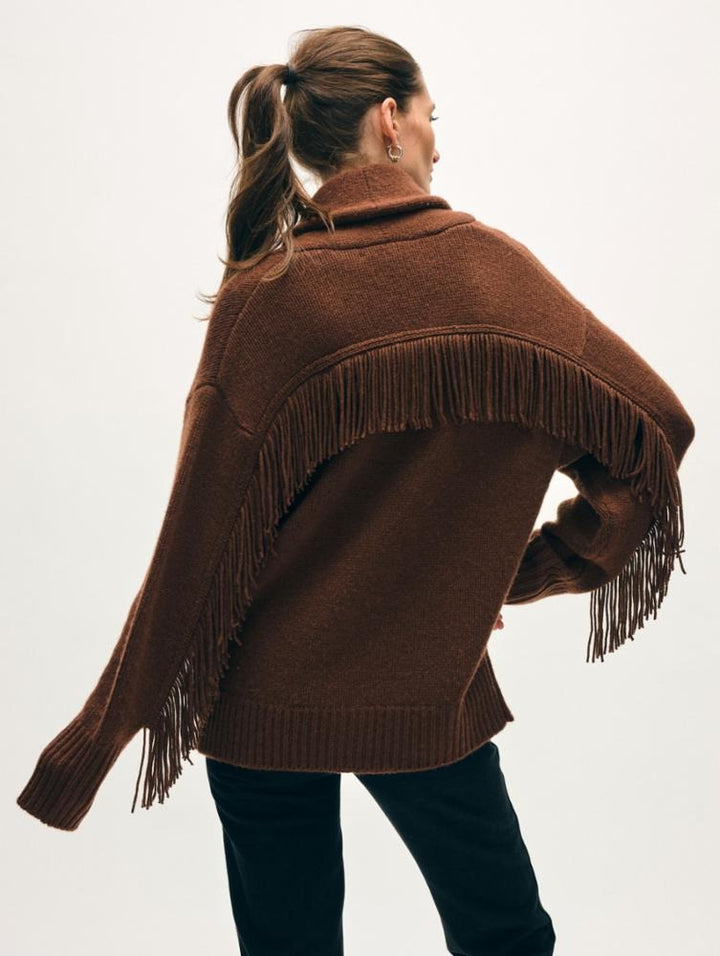 White + Warren - Cashmere Blend Luxe Fringe Coatigan in Coco