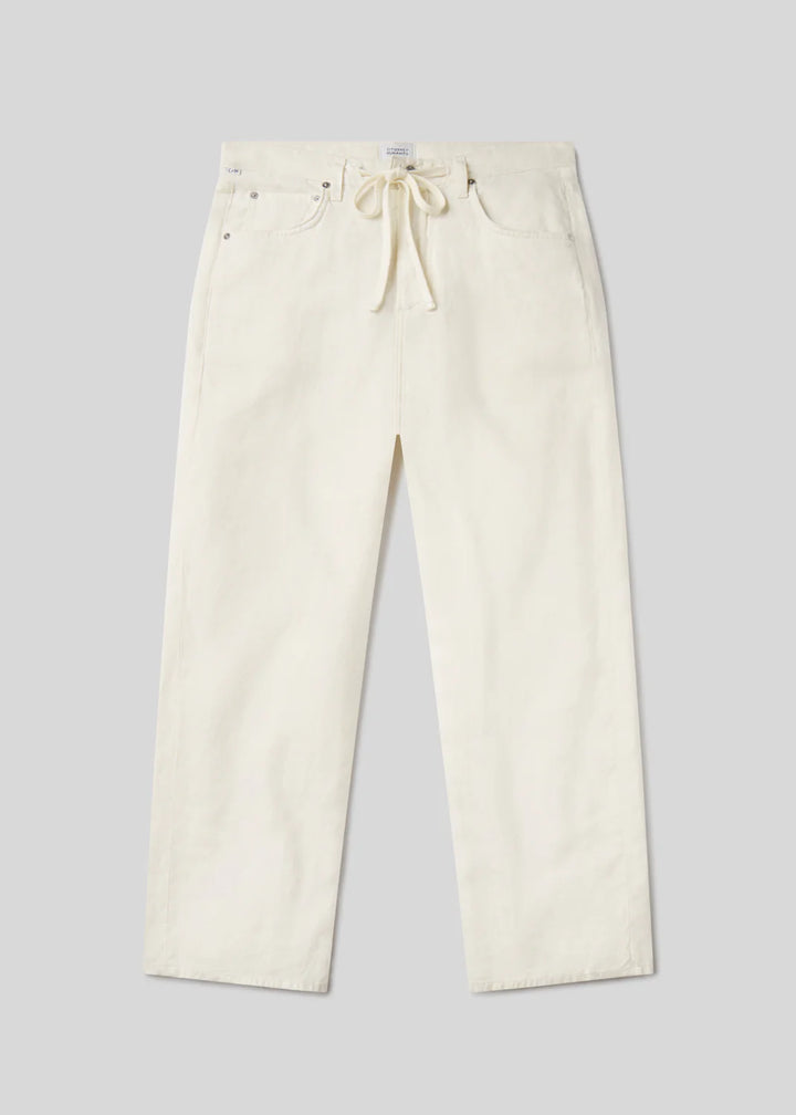Citizens of Humanity - Brynn Drawstring Trouser in Linen in Vanilla Pants