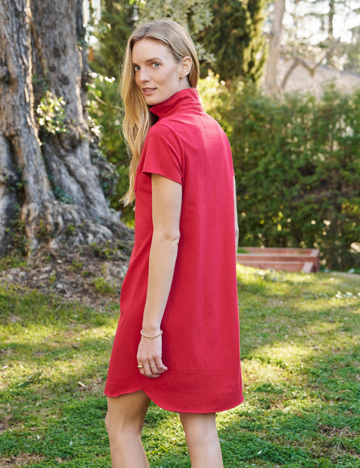 Frank & Eileen - Short Sleeve Polo Dress in Double Decker Red