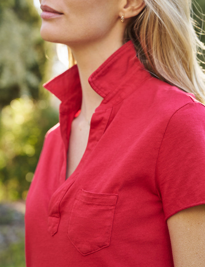 Frank & Eileen - Short Sleeve Polo Dress in Double Decker Red