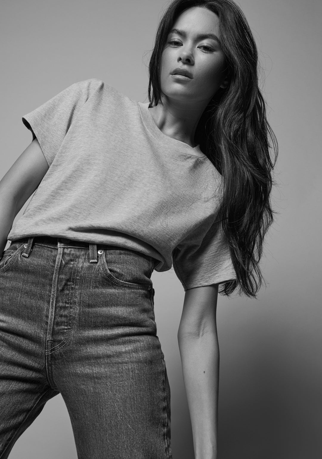 Nation LTD - Jessa Boxy Crop in Heather Grey