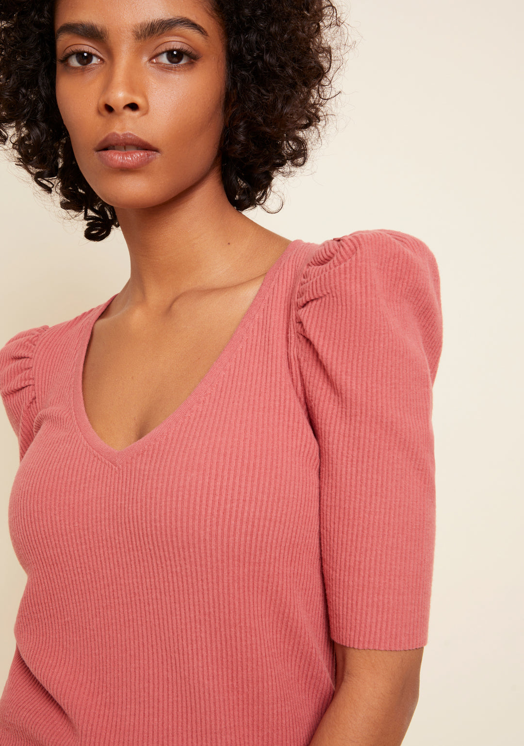 Nation LTD - Nancy Puff Sleeve Sweater Tee in Rosehip