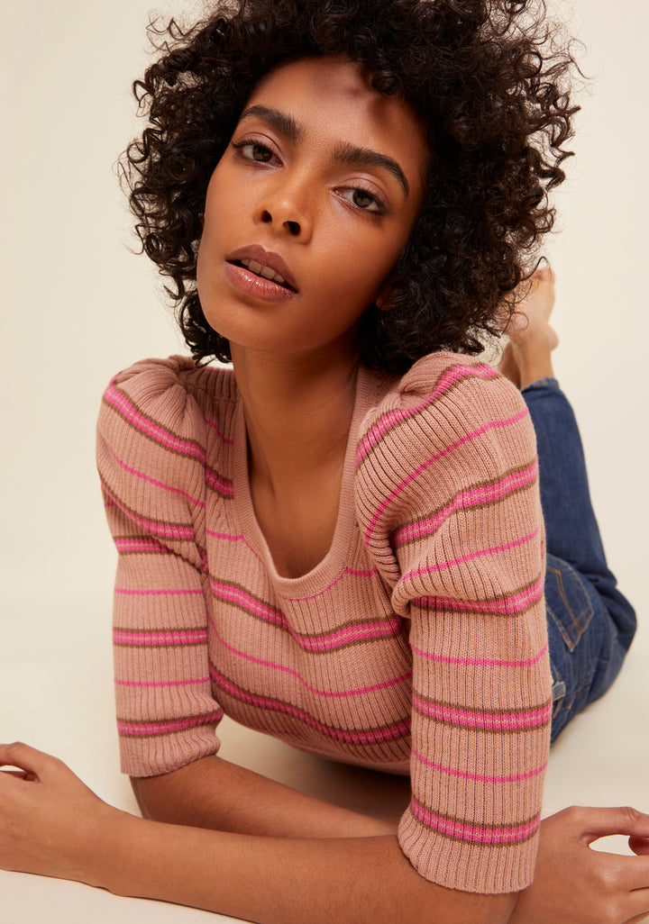 NATION LTD - Sarah Slim Crew Neck in Bisou Stripe