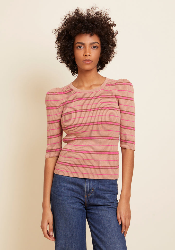 NATION LTD - Sarah Slim Crew Neck in Bisou Stripe