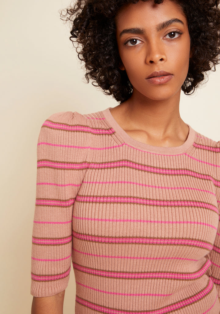 NATION LTD - Sarah Slim Crew Neck in Bisou Stripe