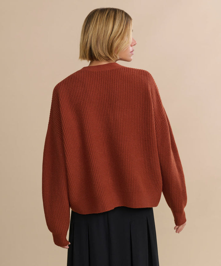 Jenni Kayne - Cropped Cashmere Cocoon Cardigan in Rust