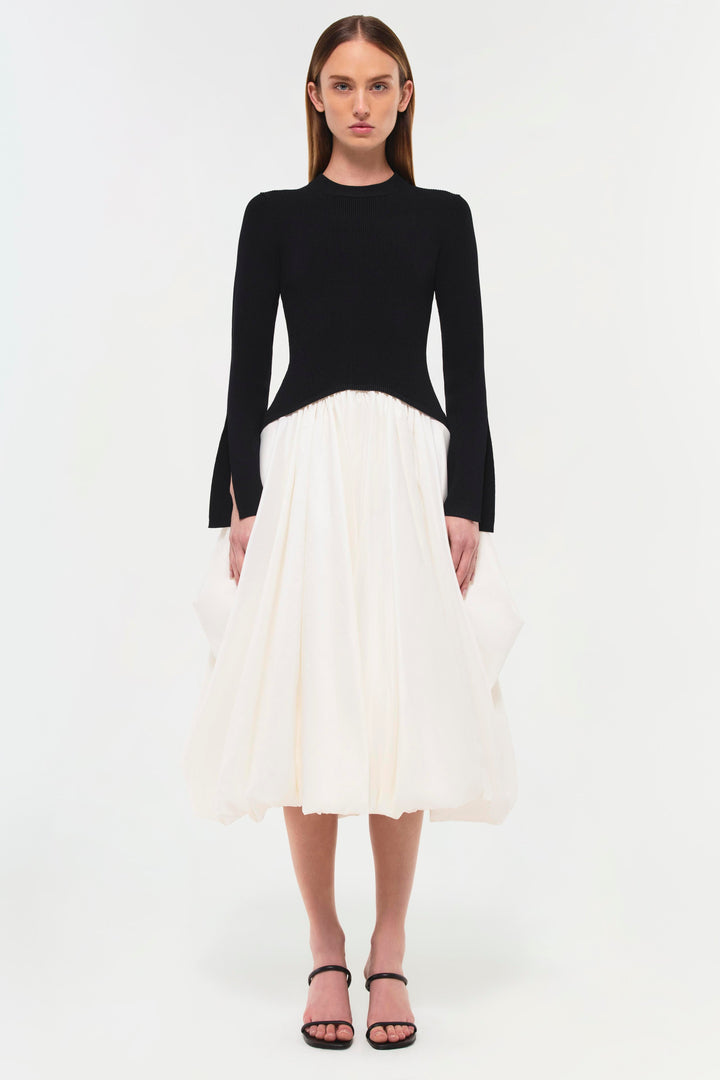 SIMKHAI - Kenlie Mock Neck Midi Dress in Black
