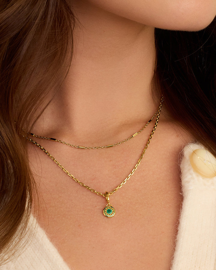 Gorjana - Birthstone Parker Charm in Green Agate May