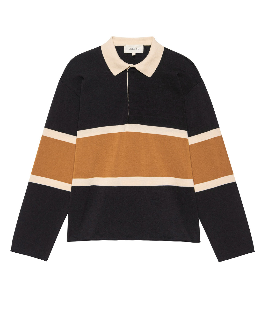 The Great - The Rugby Sweater in Black with Bronze Stripe