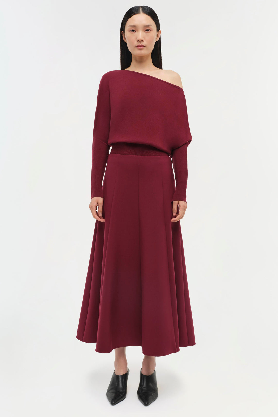 SIMKHAI - Dottie Aline Midi Skirt in Oxblood