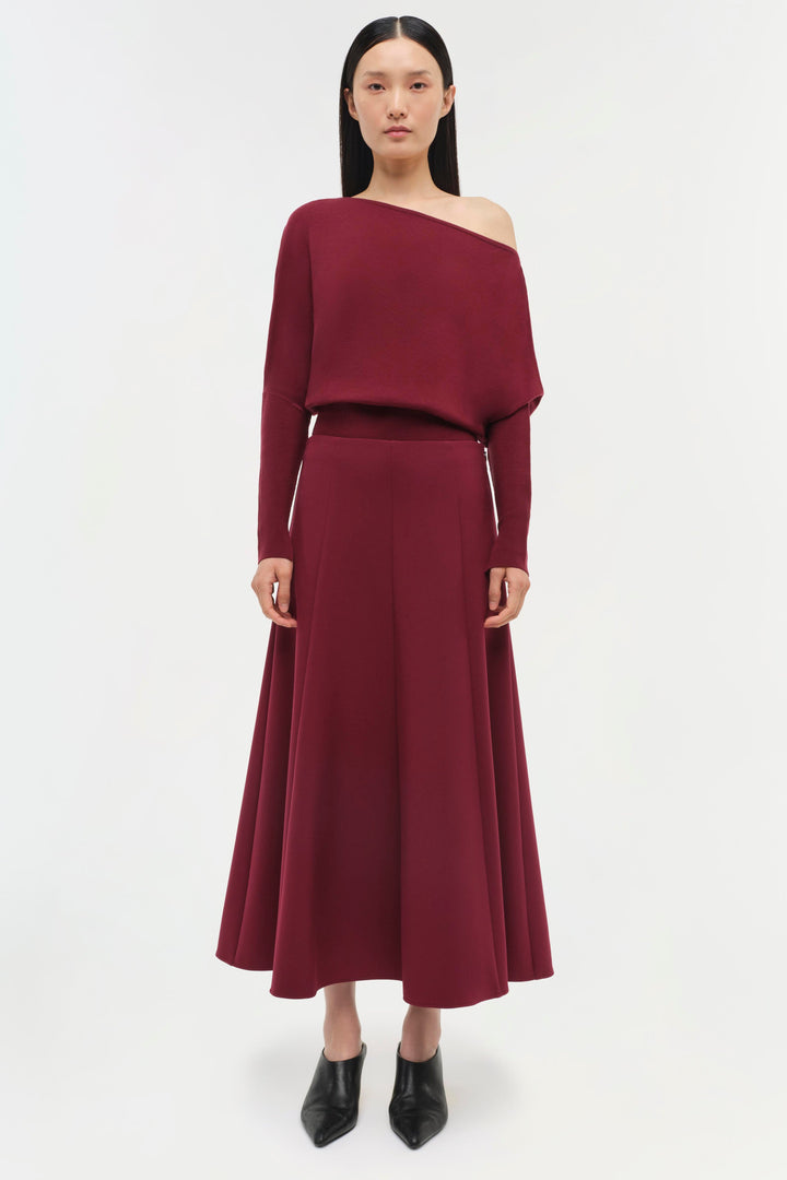 SIMKHAI - Dottie Aline Midi Skirt in Oxblood