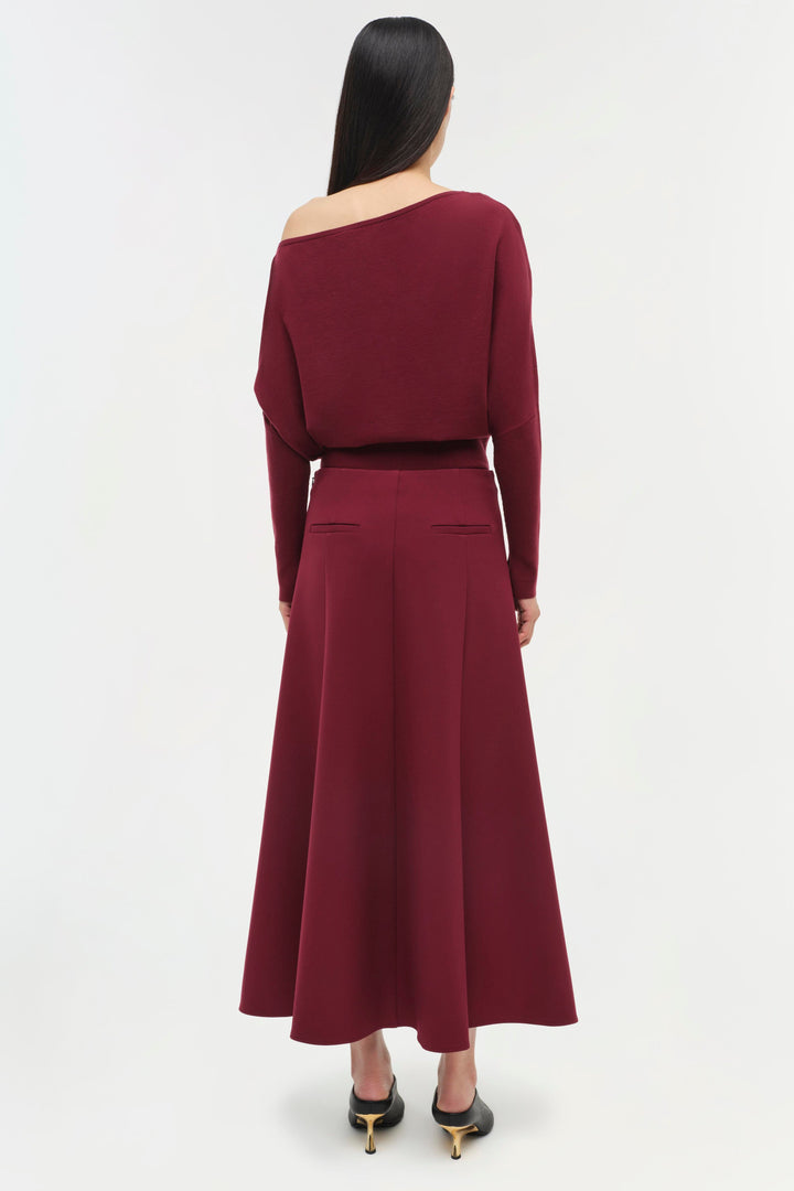 SIMKHAI - Dottie Aline Midi Skirt in Oxblood