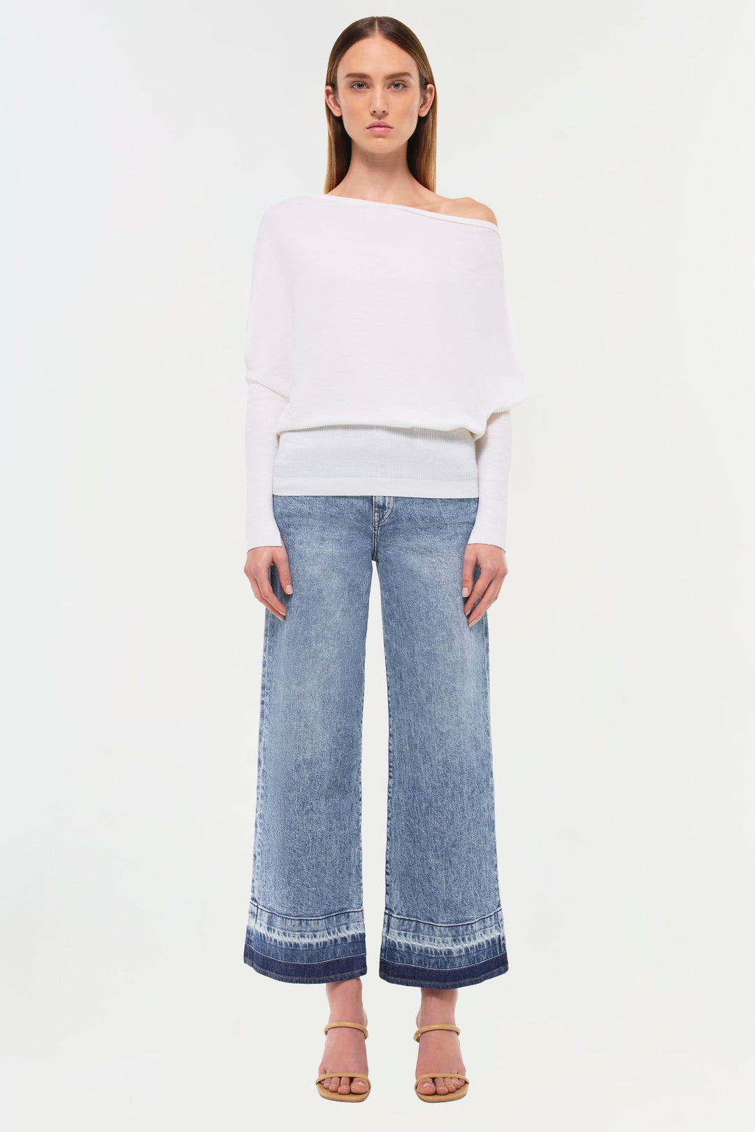 SIMKHAI - Lavina Draped Off Shoulder Sweater in Ivory