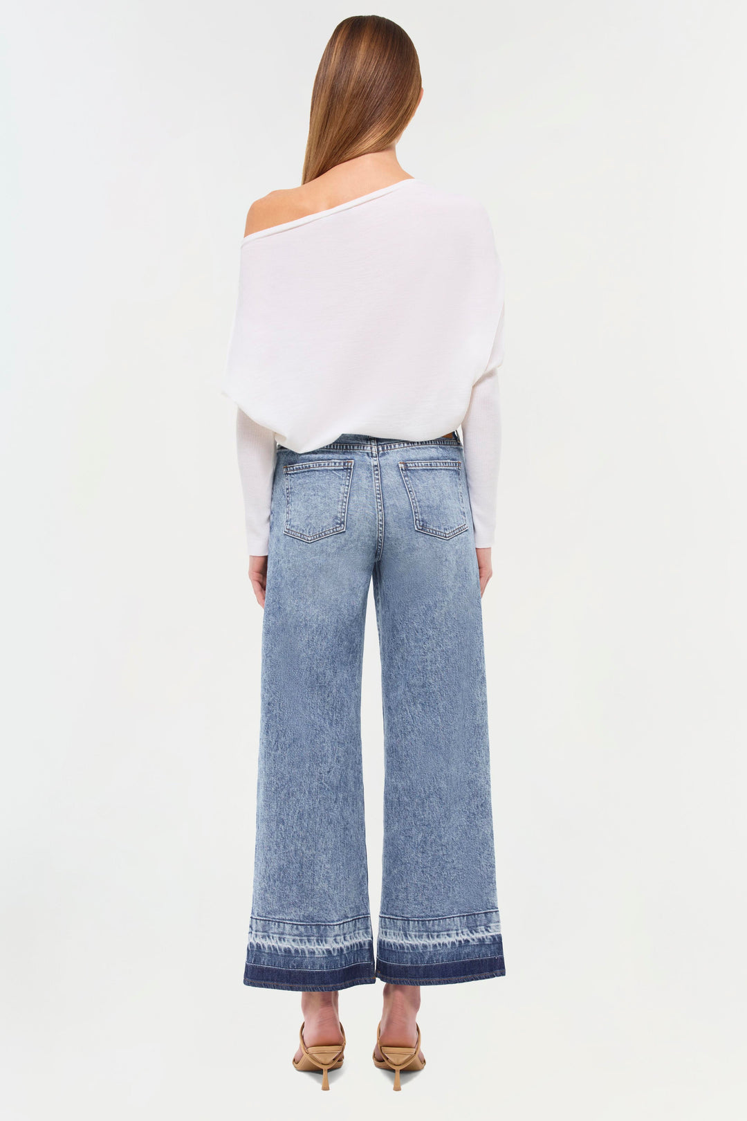 SIMKHAI - Lavina Draped Off Shoulder Sweater in Ivory