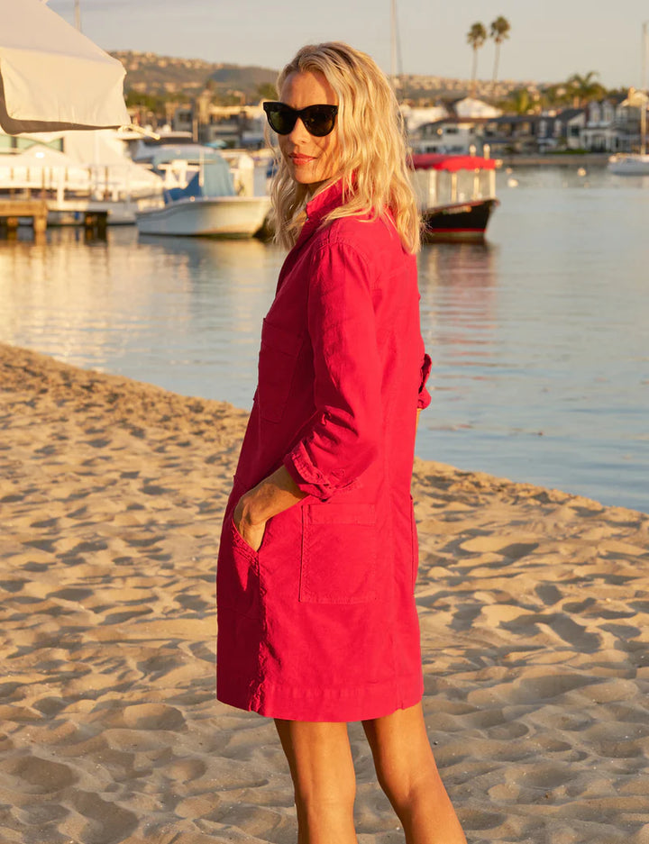 Frank & Eileen - Southern Long-Sleeve Playsuit Dress in Double Decker Red