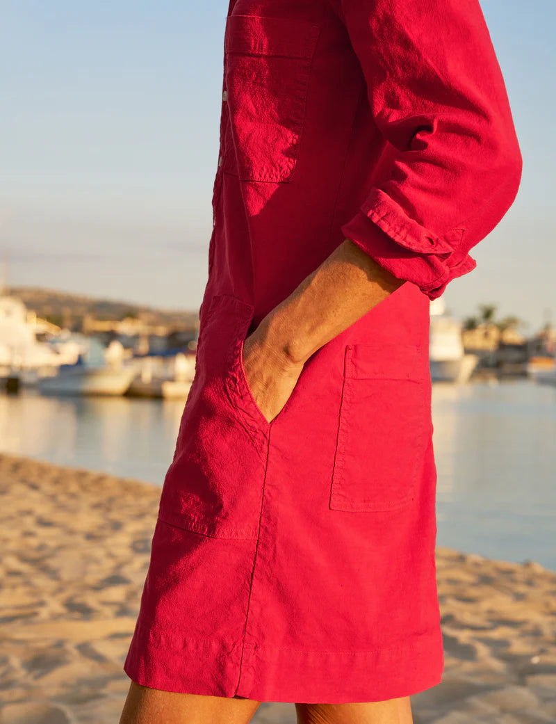 Frank & Eileen - Southern Long-Sleeve Playsuit Dress in Double Decker Red