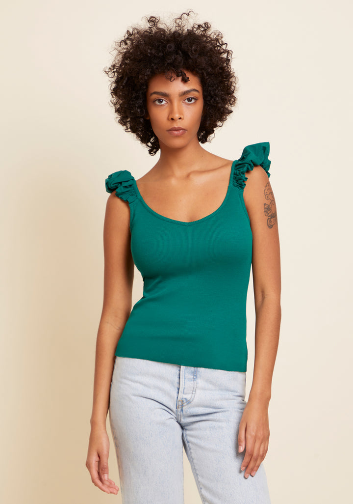 Nation LTD - Celeste Tank w/Bubble Straps in Emerald