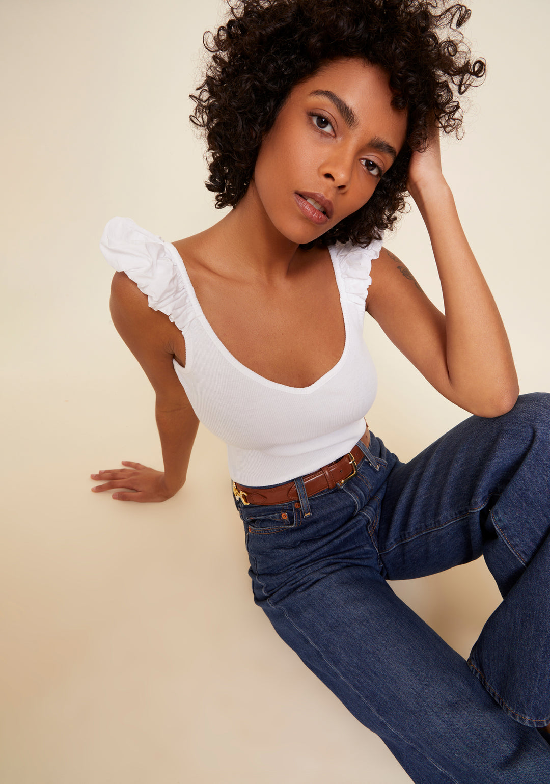 Nation LTD - Celeste Tank w/Bubble Straps in White