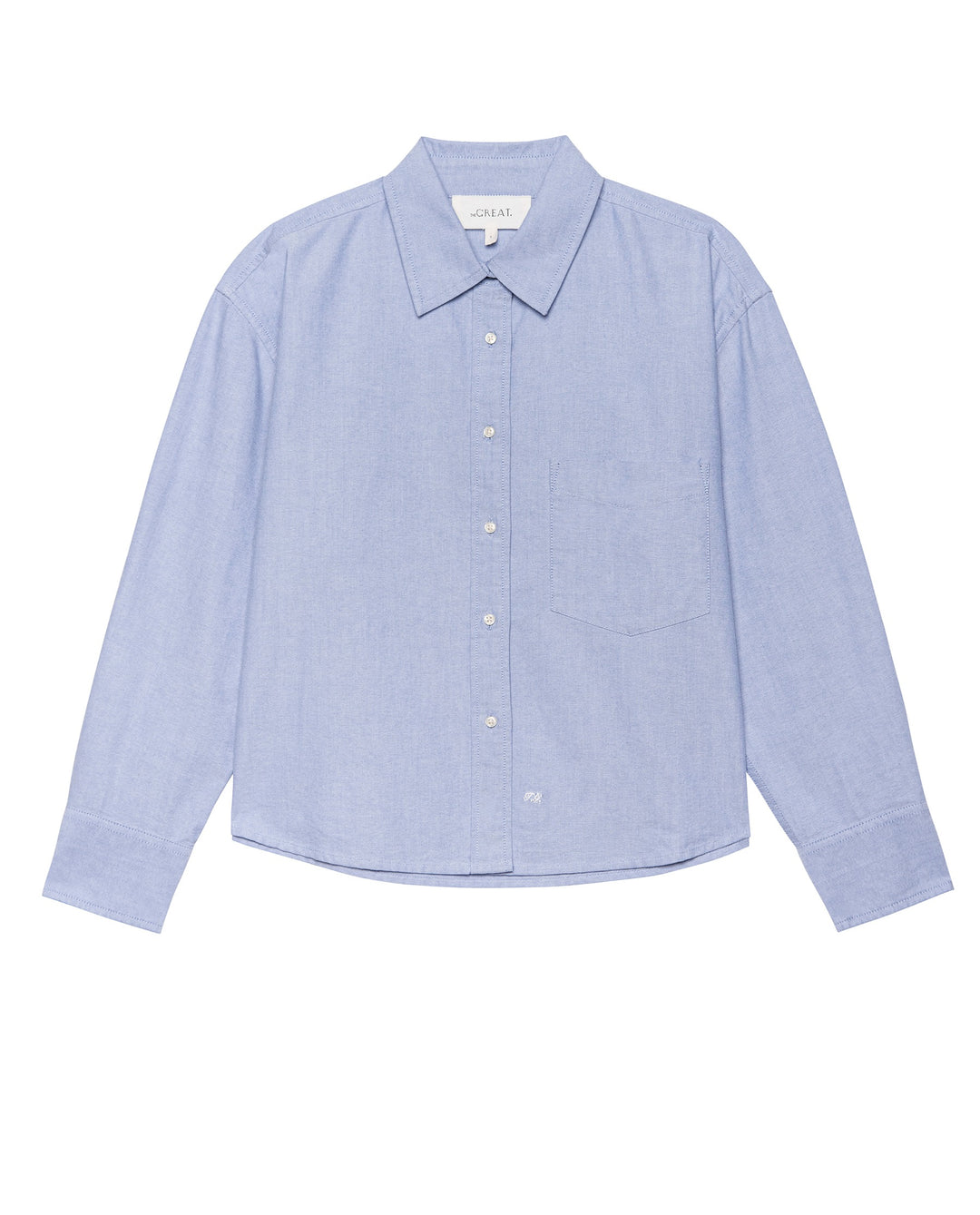 THE GREAT - The Cropped Oxford Shirt in Classic Blue