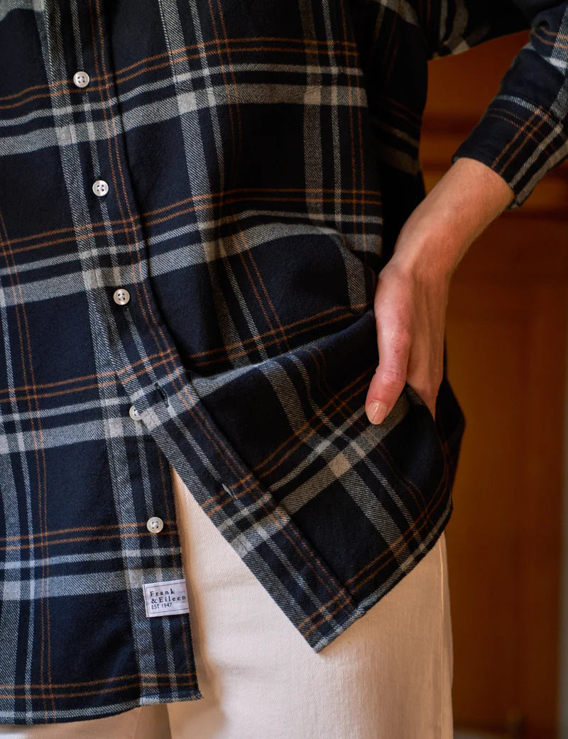 Frank & Eileen - Shirley Oversized Button-Up Shirt in Black/Grey/Camel