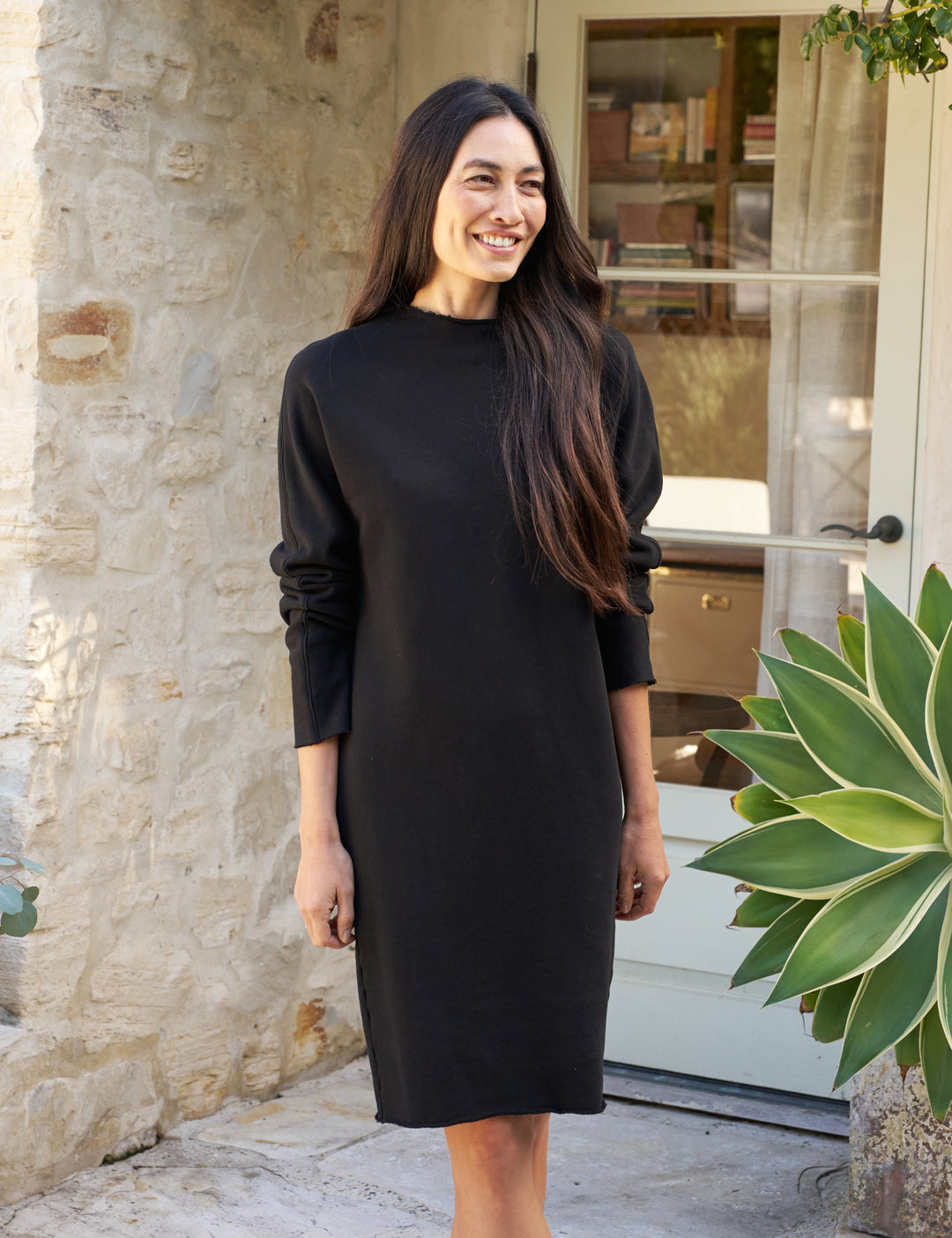 Frank & Eileen - Izzie Funnel Neck Short Dress in Black
