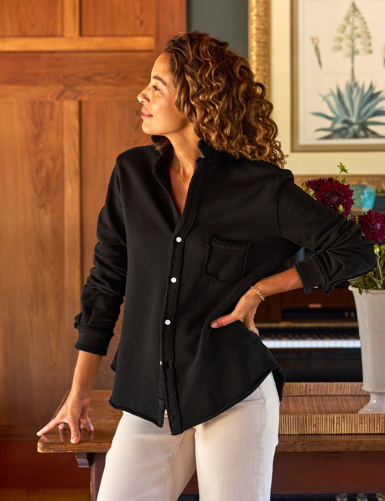 Frank & Eileen - Eileen Button Up Triple Fleece in Black – Blond