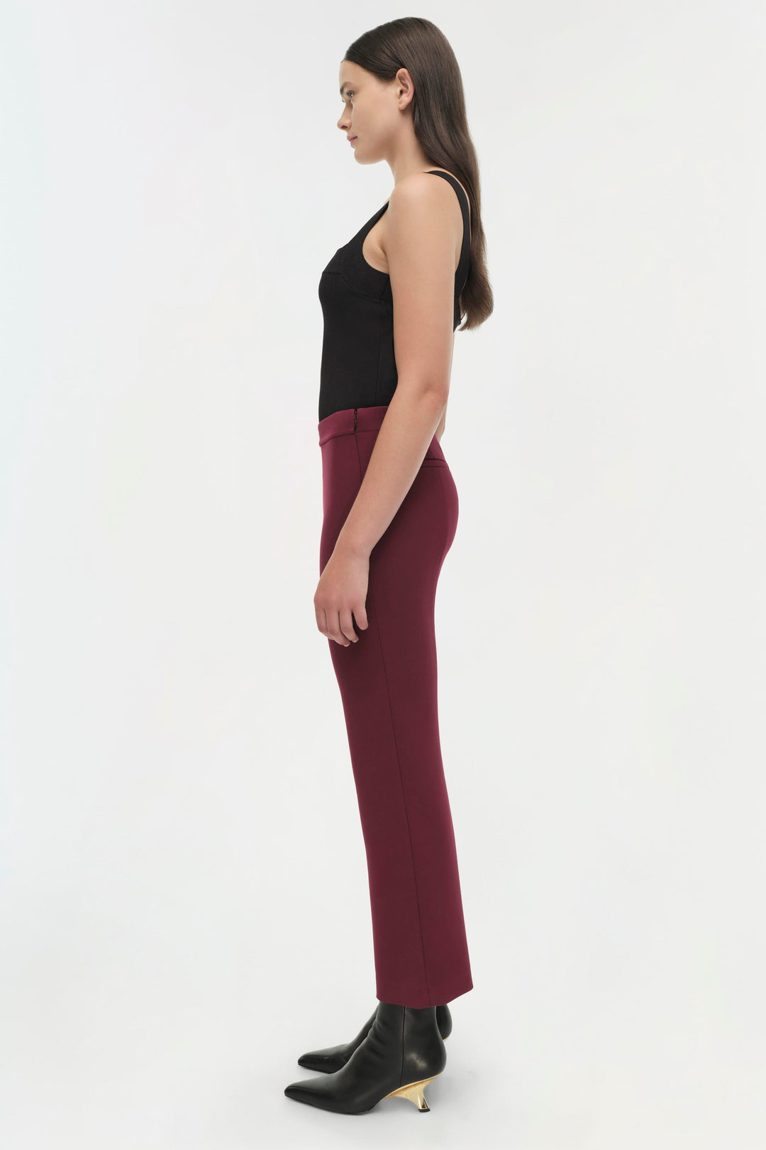 SIMKHAI - Mackenzie Straight Leg Pant in Oxblood