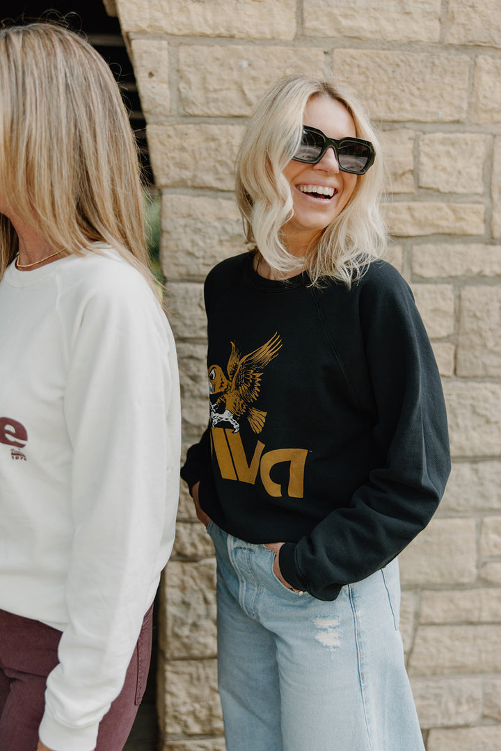 Retro Brand x Blond Genius - Iowa Hawkeyes French Terry Crewneck in Vintage Black