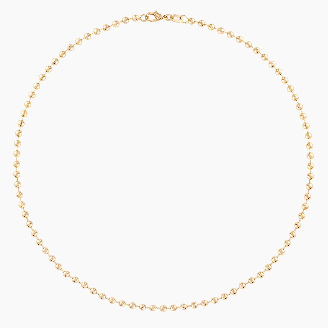 Alexa Leigh - 3mm Gold Ball Chain Necklace in Yellow Gold 20"