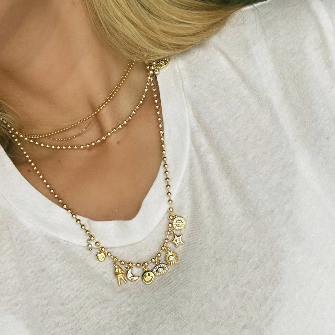 Alexa Leigh - 3mm Gold Ball Chain Necklace in Yellow Gold 20"