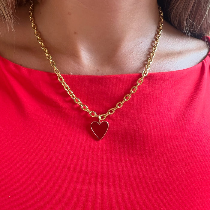 Alexa Leigh - Red Heart Necklace in Gold