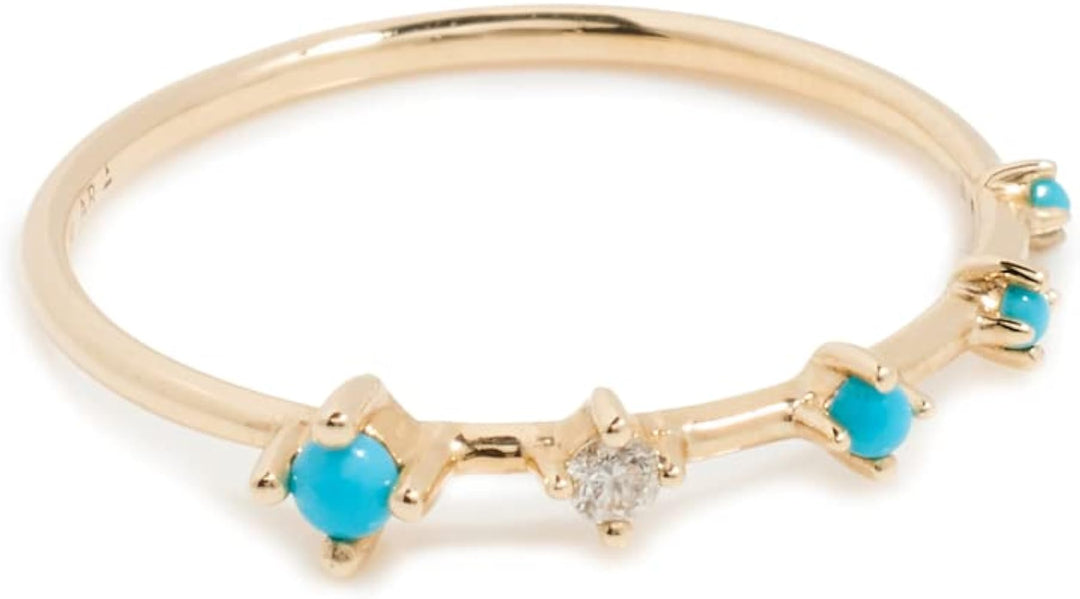 Adina - Turquoise + Diamond Stacking Ring in Y14