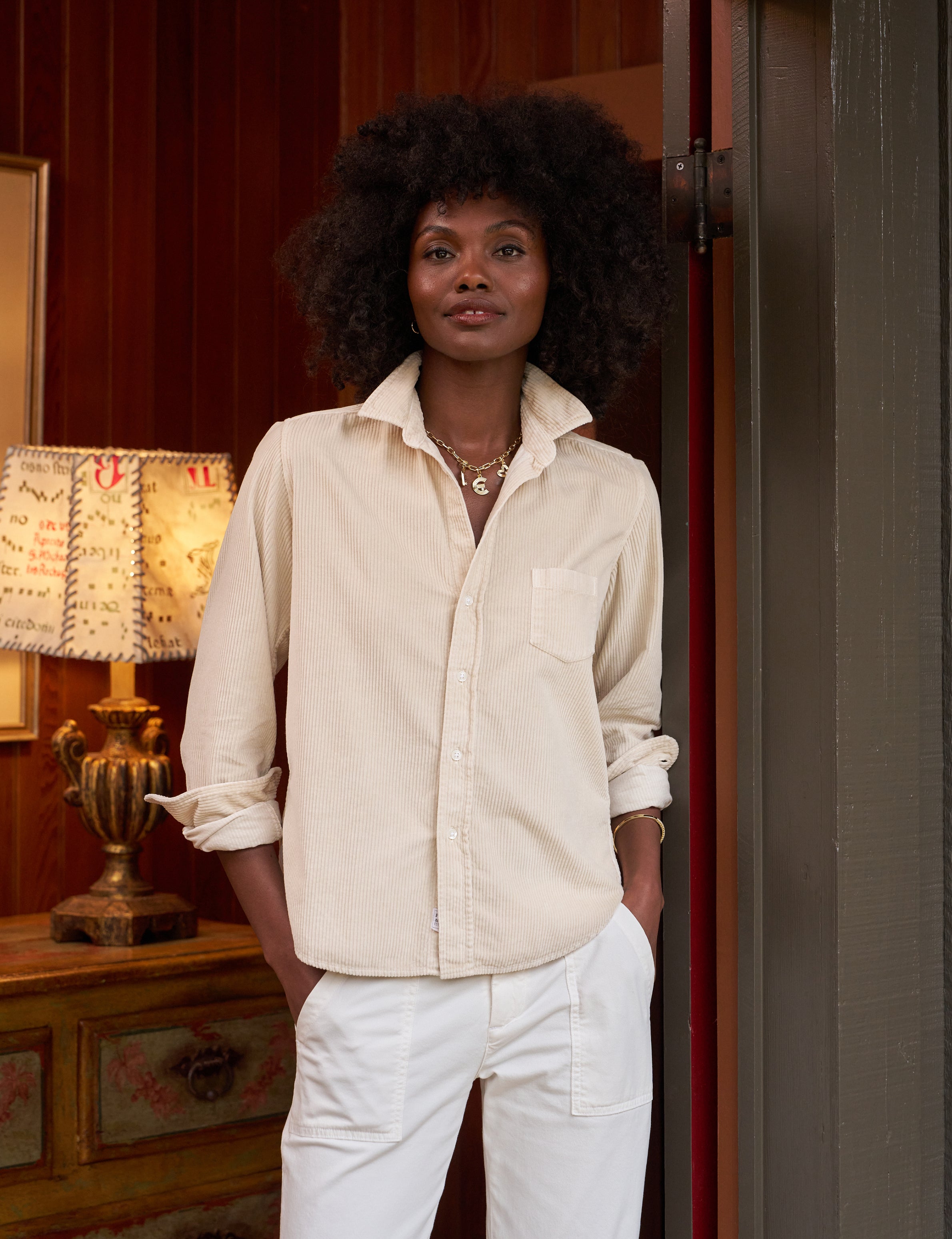 Effie, Long-Sleeve Funnel Neck Capelet, White | Frank & Eileen
