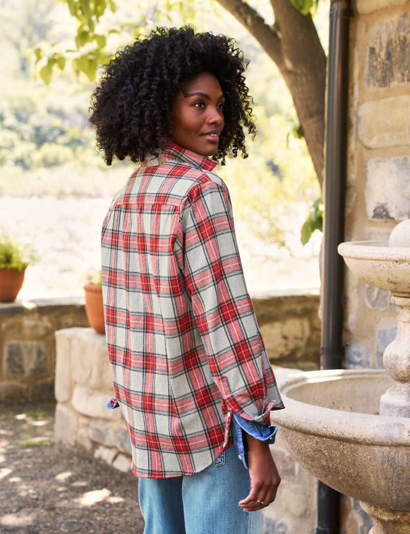 Frank & Eileen - Eileen Relaxed Button-Up in Washed Red/Gray Plaid