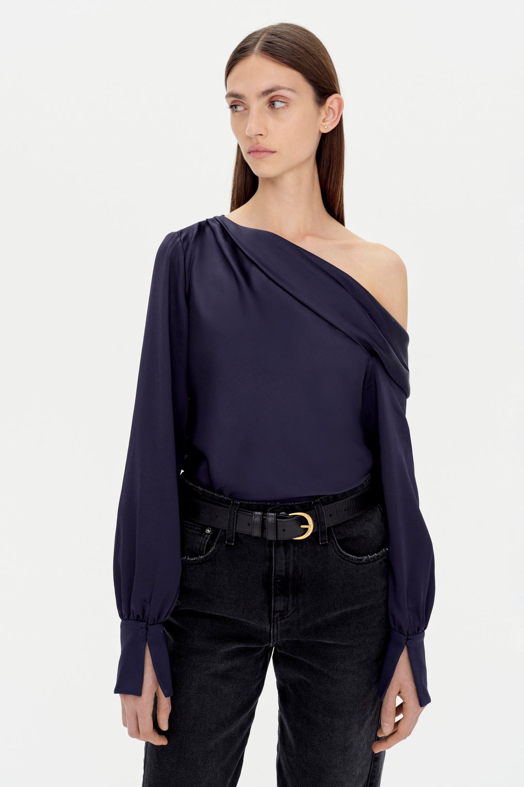 SIMKHAI - Alice One Shoulder Top in Midnight