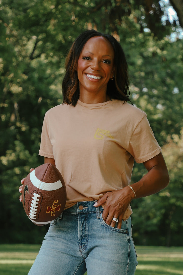 Iowa State Washed Cut-Hem Tee in Vintage Camel (BL903-BLISU1612A-VC)
