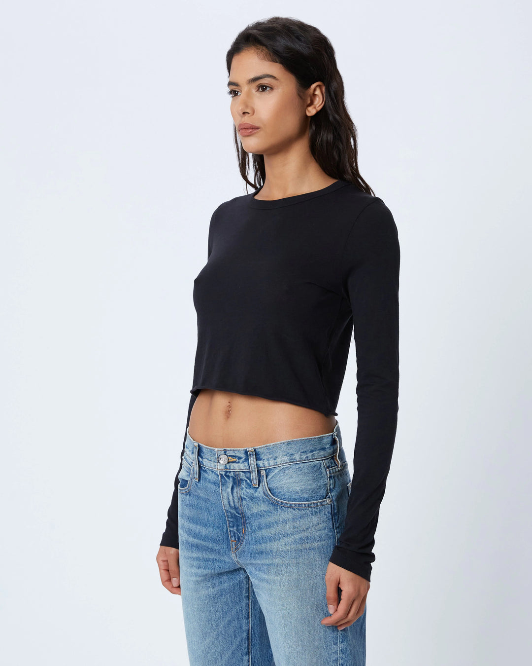 SLVRLAKE - Long Sleeve Baby Tee in Raven