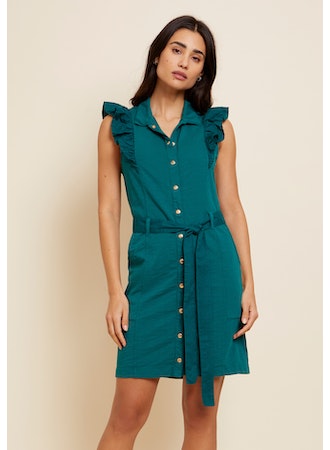 Nation LTD - Fennix Ruffled Collar Mini in Emerald