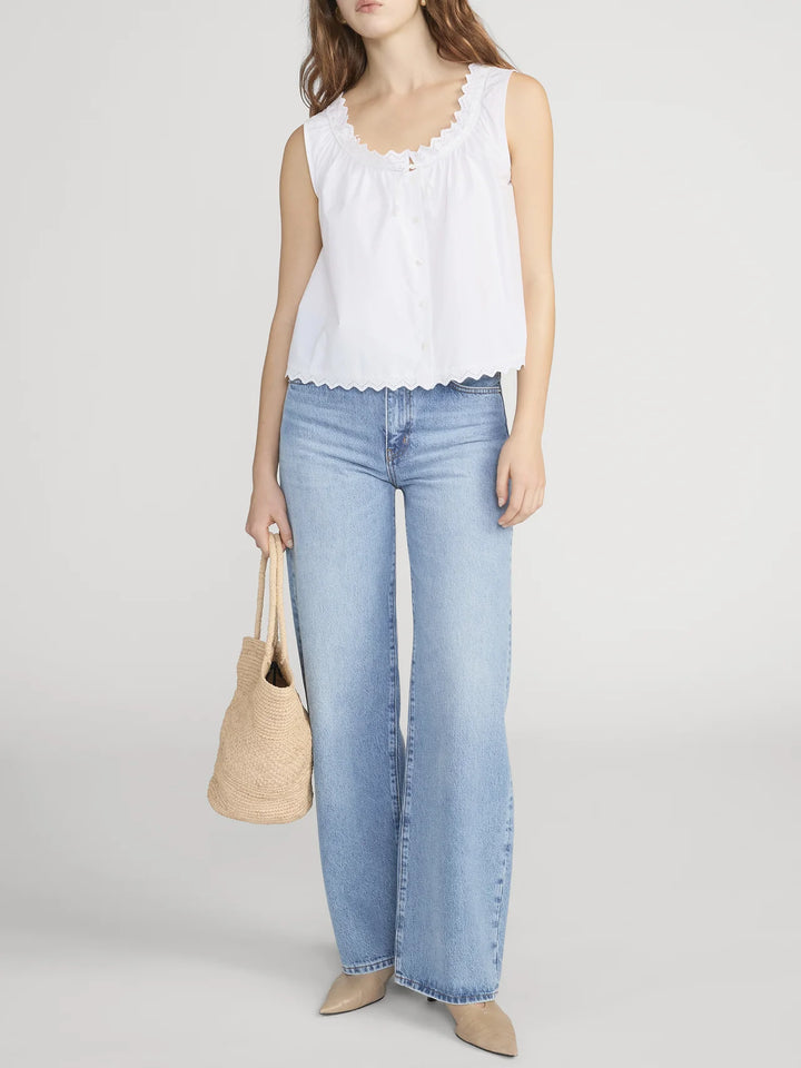 FRAME - The Serene Tank in White Tank Top
