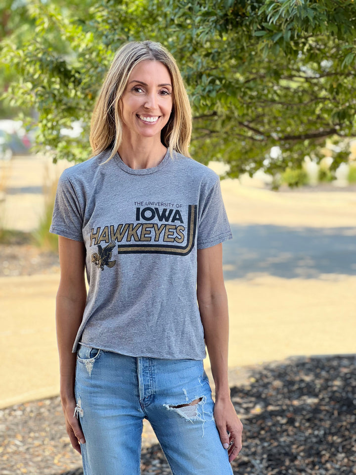 Retro Brand x Blond Genius - Iowa Hawkeyes Retro Tee in Heather Grey