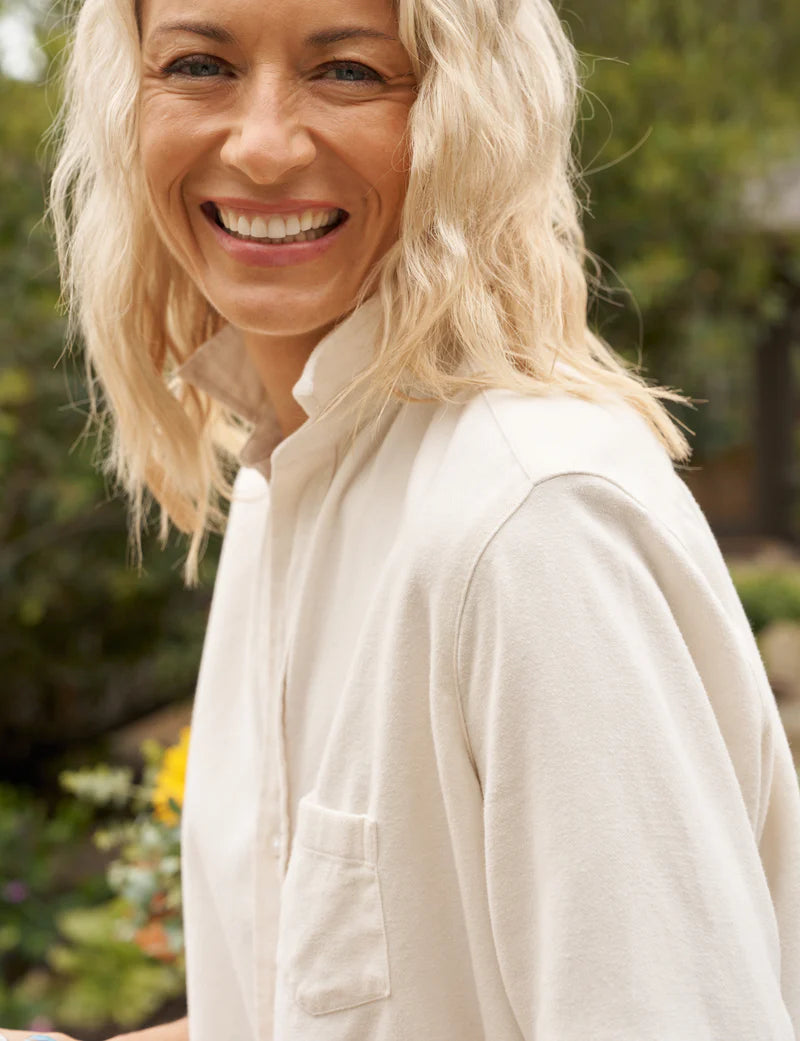 Frank & Eileen - Eileen Relaxed Button-Up Shirt in White Flannel
