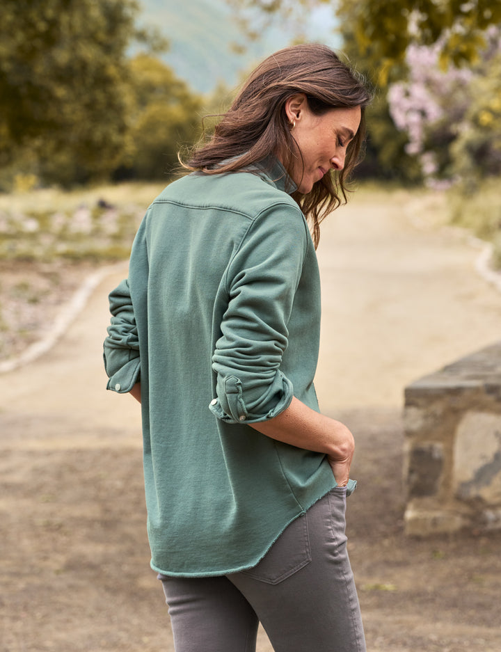 Frank & Eileen - Eileen Relaxed Button Up Triple Fleece in Rosemary
