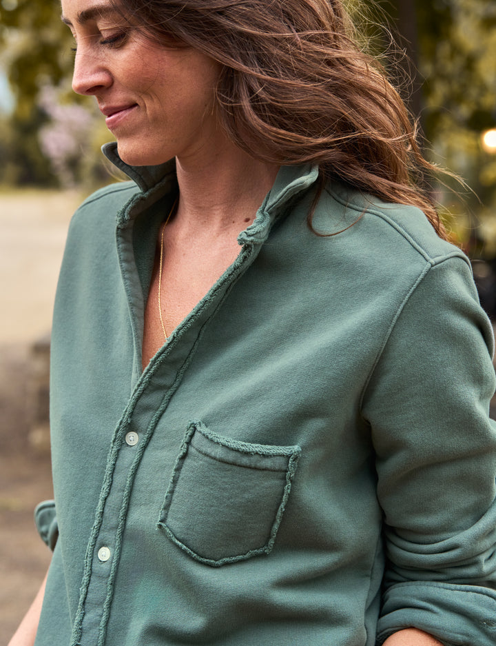 Frank & Eileen - Eileen Relaxed Button Up Triple Fleece in Rosemary